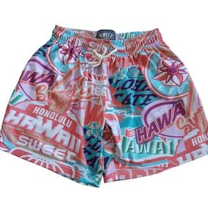 Sweet Enemy Hawaii Printed Short Above Knee Varsity Basketball Mesh Shorts Small